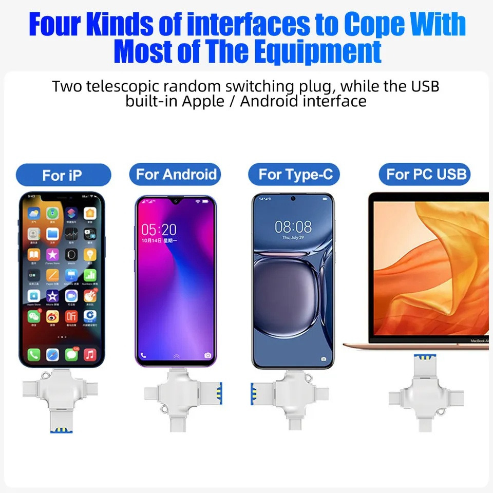 4 Trong 1 USB 3.0 Để Chiếu Sáng Loại C thẻ Micro TF Reader Micro Để Bộ chuyển đổi thẻ Micro SD USB OTG Một Để USB C Kết Nối Cho iPhone Realme Xiaomi