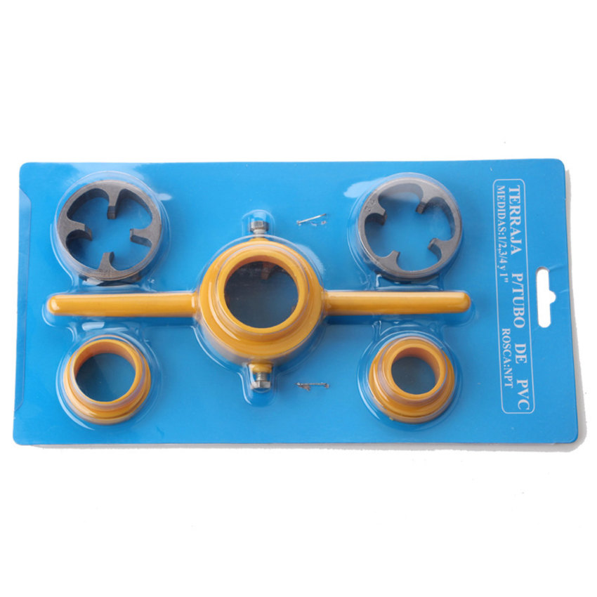 6pcs PVC Pipe Threader NPT Thread Tap Die Set Powerful 1/2 3/4 1 Inch Plumbing PVC Thread Tool Maker Screw Die Set Hand Tool