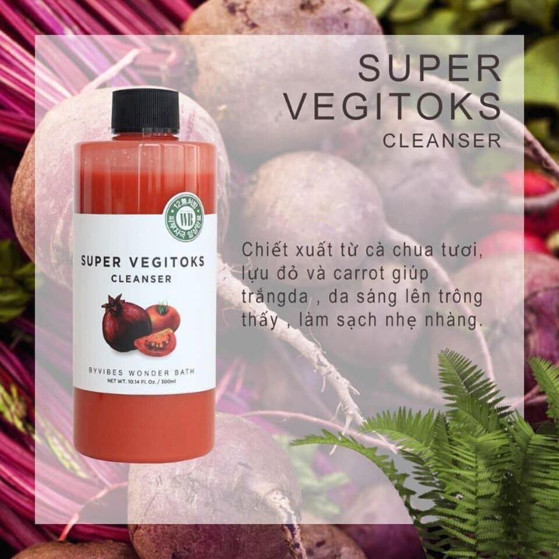 Sữa Rửa Mặt Rau Củ Wonder Bath Super Vegitoks Cleanser(chính hãng )  300ml