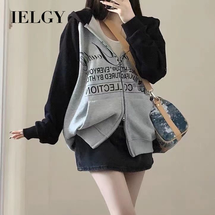 IELGY American Style Vintage Thin Hoodies Women's Loose Casual Double Zip  Top | Lazada