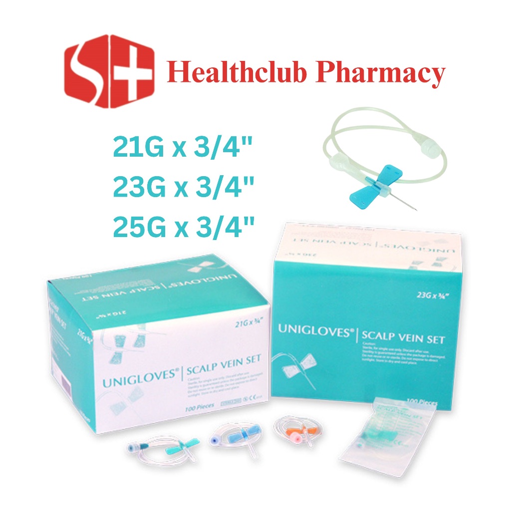 UNIGLOVES Scalp Vein Set (Butterfly Needle) 21G / 23G / 25G 100pcs/box ...