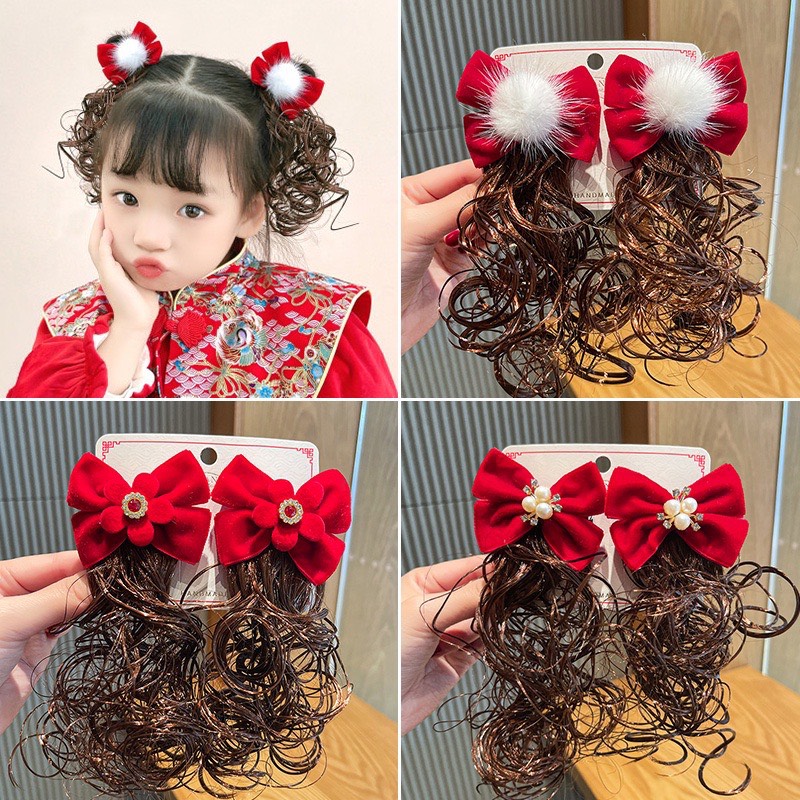 Set 2 kẹp tóc giả thời trang siêu yêu cho bé