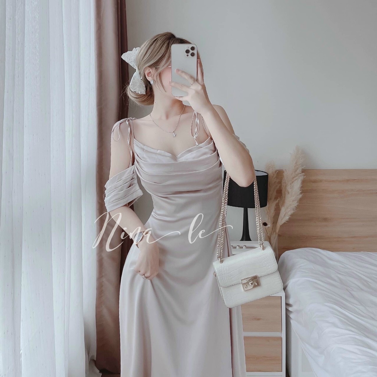 [Free Ship 2024] Đầm Phi Lụa 2 Dây Ngực Nhún Sang Trọng , Mặc Đi Chơi Đi Tiệc Cực Sang