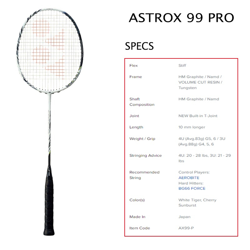 YONEX ASTROX 99 PRO 4U 100 Carbon Fiber Racket Single Badminton Racket Total carbon With Free