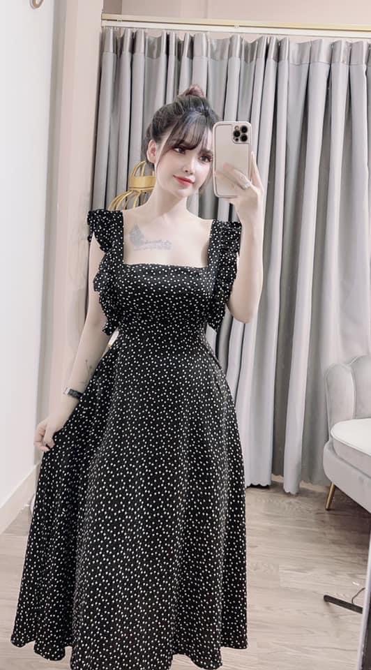 đầm bi lụa hàng cao cấp hai màu xinh lung linh ld22