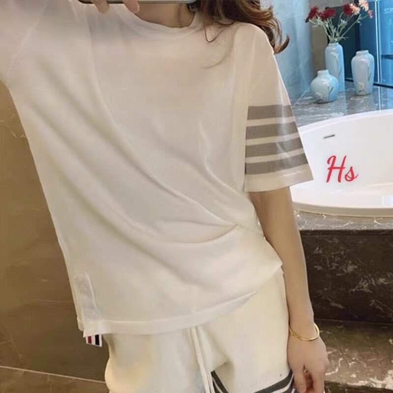 SÉT BỘ THUN KẺ 4 SỌC NGANG ĐẲNG CẤP -ĐEN + TRẮNG