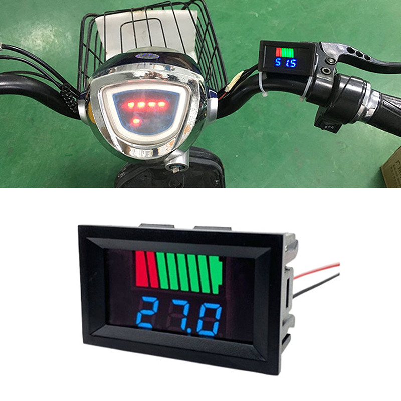 Car Battery Charge Level Indicator 12V 24V 36V 48V 60V Lithium Battery Capacity Meter Tester Blue Display LED Tester Voltmeter BOLA. 