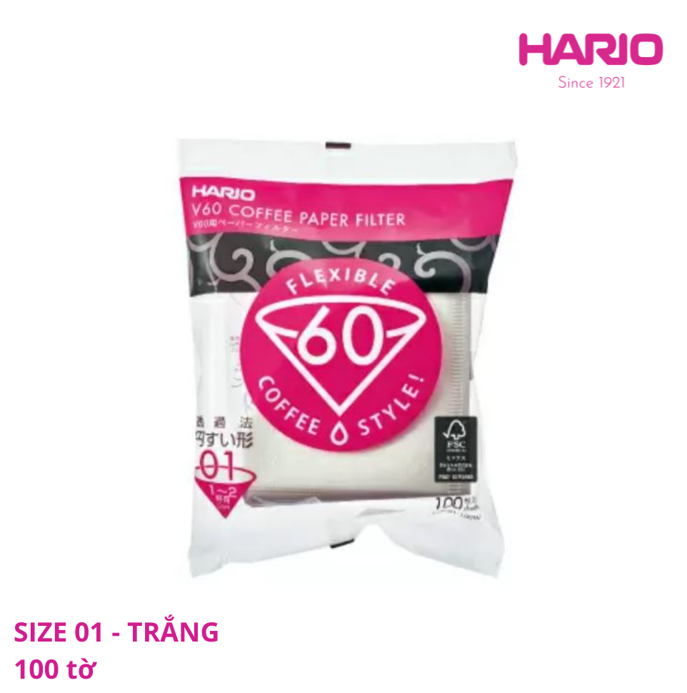 Giấy lọc cà phê Hario V60 màu trắng