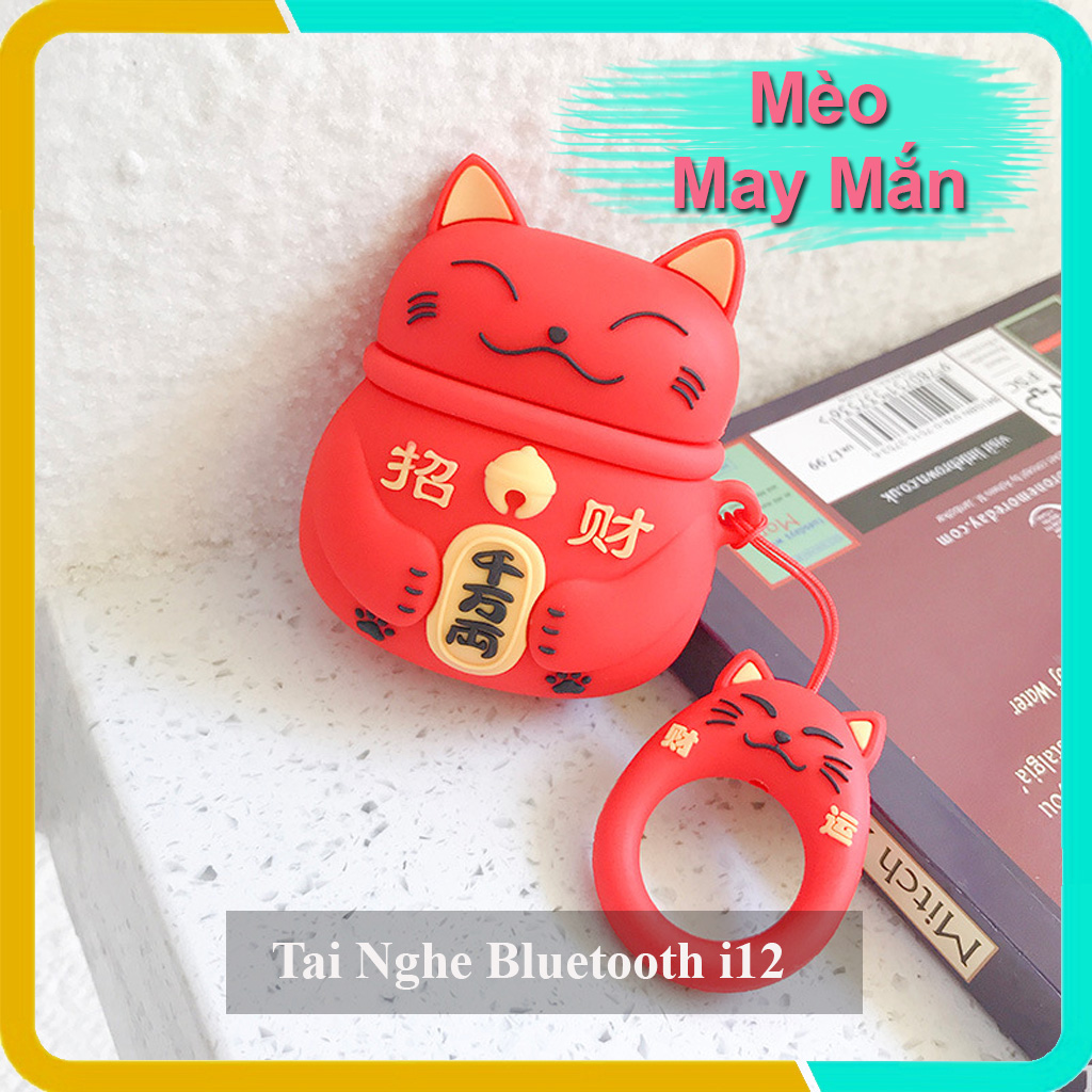 Tai Nghe Bluetooth Không Dây i12, Kèm Vỏ Bảo Vệ Hoạt Hình Siêu Dễ Thương, Tương Thích Android\iOs