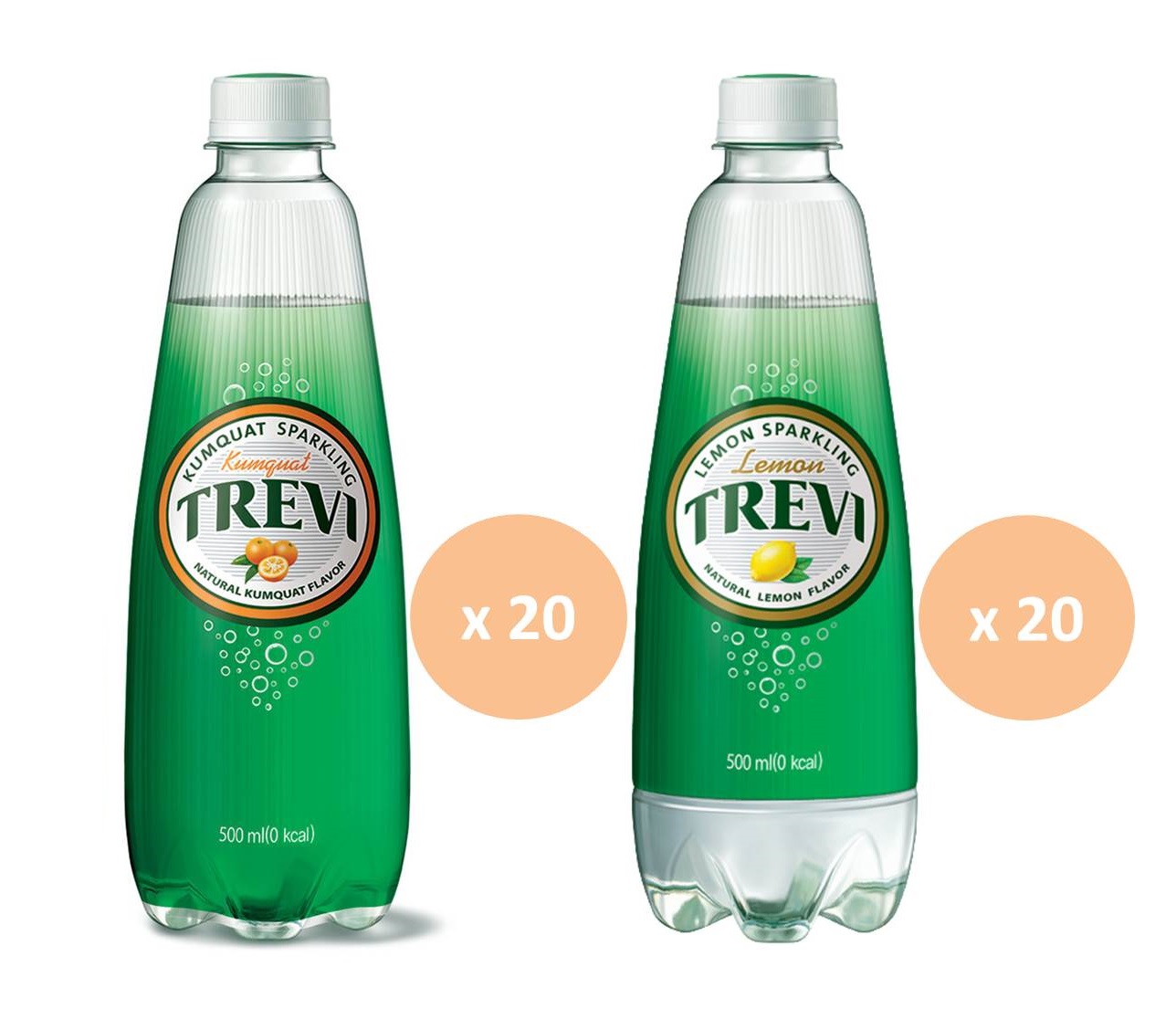LOTTE Trevi Sparkling Water Orange Kumquat / Lemon Case Bundle (40 x 500ml) [Free Express