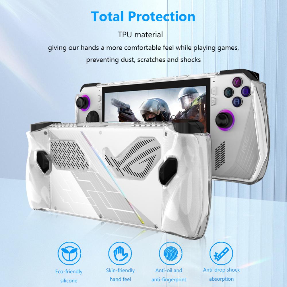 Silicone/TPU Protective Cover with Bracket Game Console Full Cover Shockproof Replacement Accessories for Asus Rog Ally