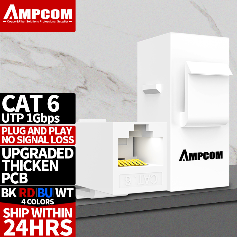 AMPCOM Khớp Nối Keystone Jack ,CAT6 /CAT6A RJ45 Khớp Nối Nội Tuyến Giắc Cắm Keystone, Bộ Ghép Nối Keystone Mô-đun Chuyển Đổi Thẳng CAT6 Cho Tấm Tường
