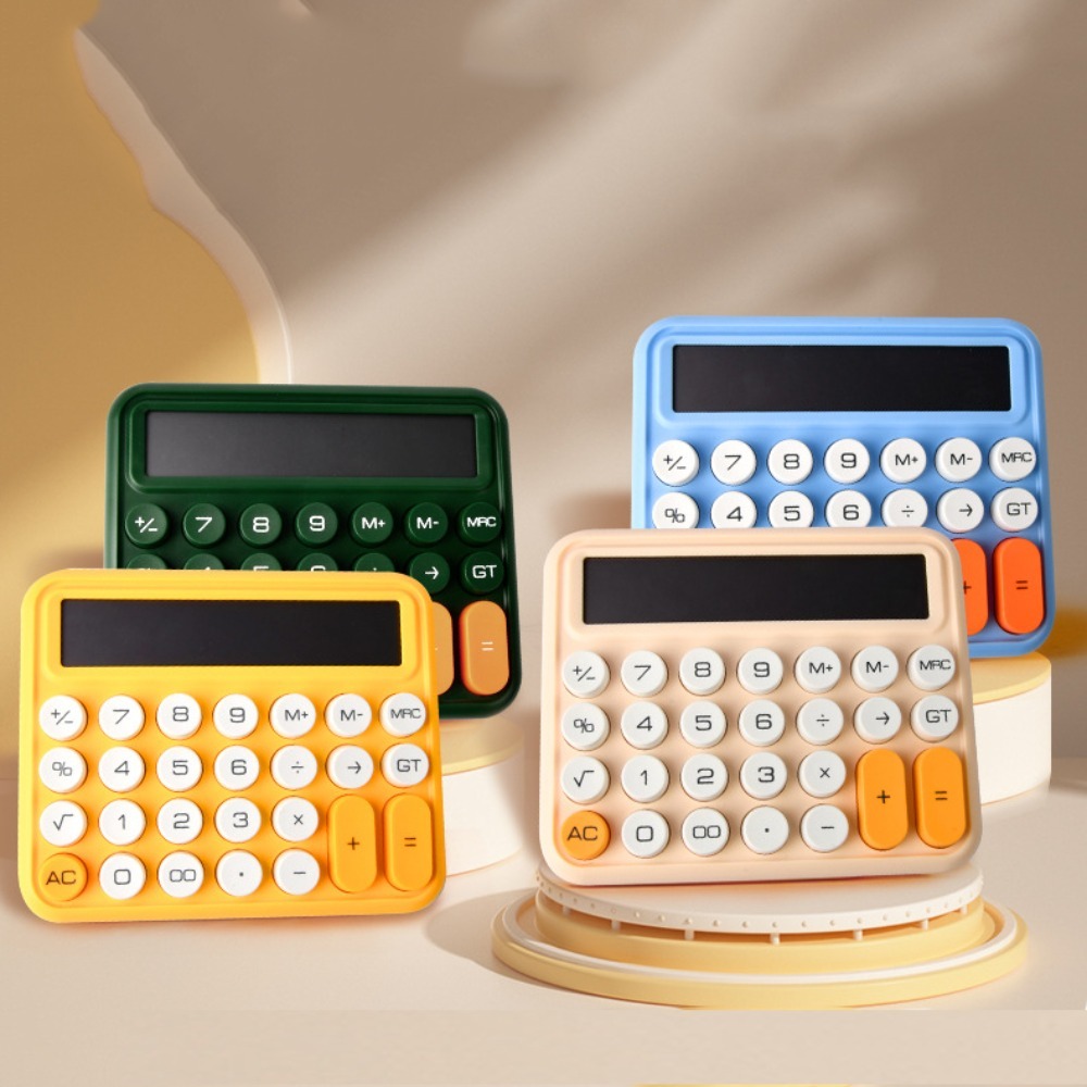 MMLUCK 12-digit Mechanical Calculator Large Display Silent/Voice Version Soft Keyboard Mini Calculator Convenient Calculation Candy Color Voice Model Calculator Mechanical Do Office Work