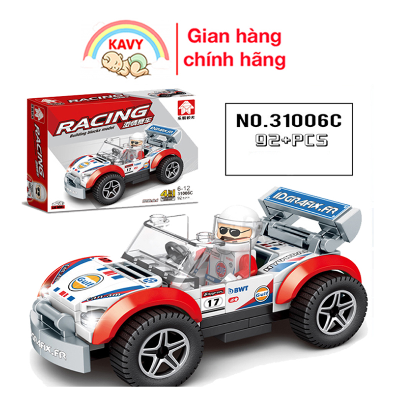 Đồ chơi xếp hình lắp ráp xe đua ô tô với hơn 90 chi tiết phát triển tư duy của bé - KAVY 31006C
