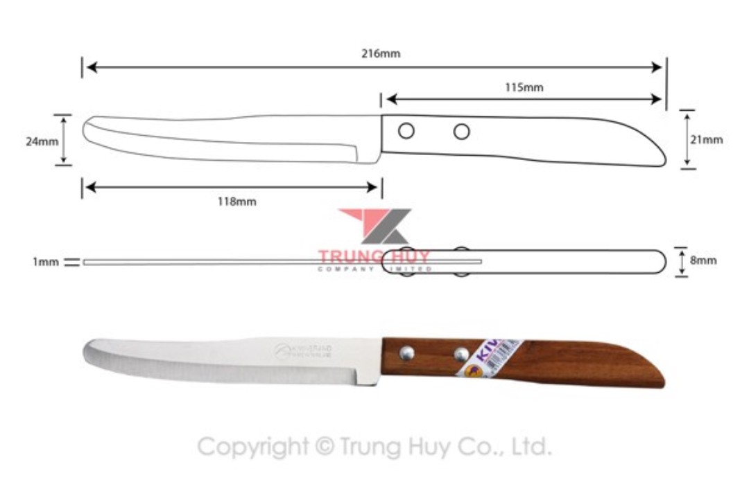 Dao Gọt Trái Cây Kiwi Cán Gỗ Mũi Tròn - 502