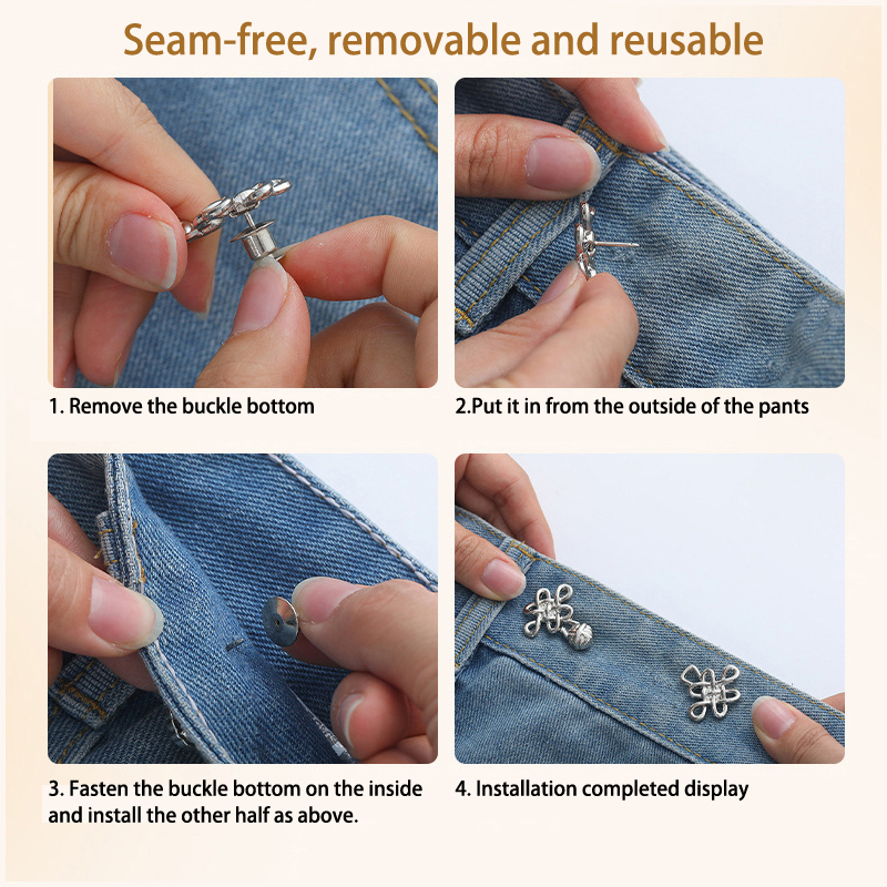 Chinese%20Knot%20Waist%20Buckle%20Detachable%20Pants%20Clips%20Waist%20Tightener%20Nail-free%20Metal%20Button%20Snaps%20For%20Jeans%20Decoration%20-%20Image%204