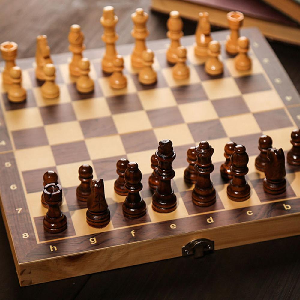 【New Arrival】29x29cm Large Chessboard Developing Strategic Thinking Chess Wooden Set No Toxic Foldable Chess Board for Boys Girls