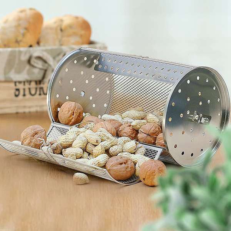 Stainless Steel Grill Roaster Drum Oven Basket,Round Tumble Rotisserie