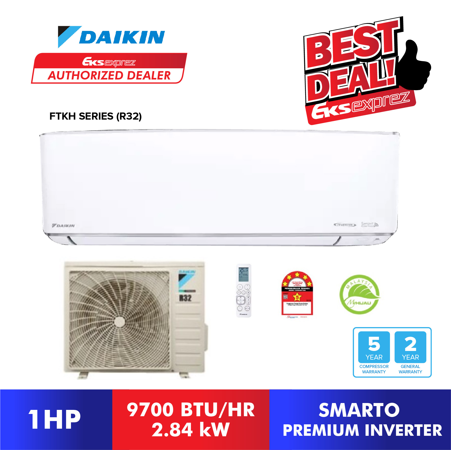 Daikin Ftkh Series R32 Smarto Premium Inverter Aircond With Built In