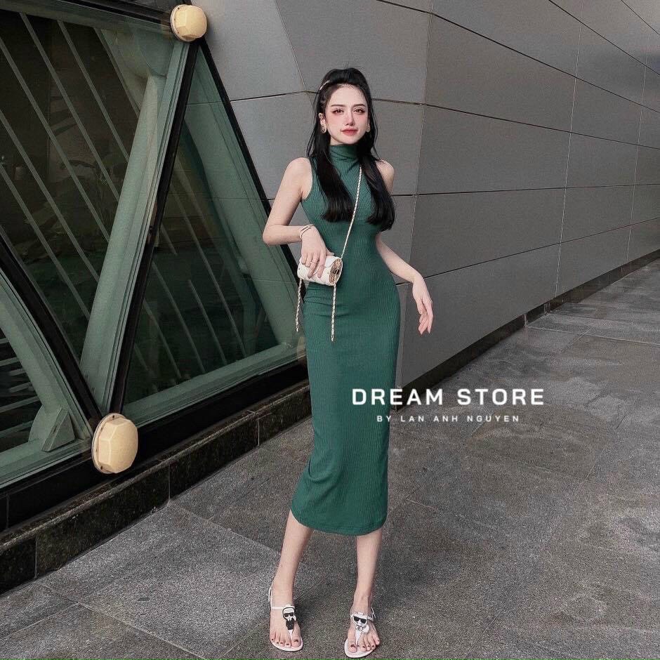 Đầm thun gân co giãn cực đẹp.