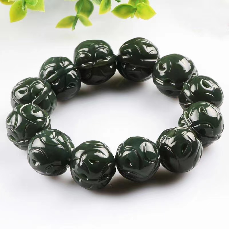 Natural Nephrite Cyan jade Bracelet Walnut style hetian jade bracelet for men and women domineering gift