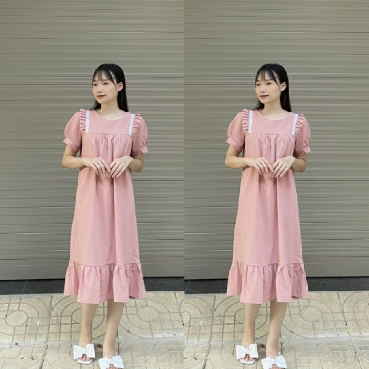 Váy bầu, đầm bầu công sở chất đũi đẹp dáng dài đuôi cá