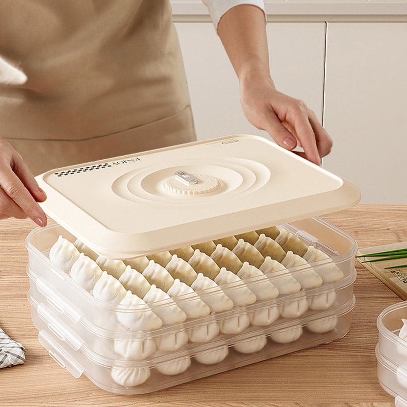 KS Dumpling Storage Box Sealed Refrigerator Household Fresh-keeping Box Dumplings Wonton Meat Quick-Freezer Box Food Grade Freezer Box