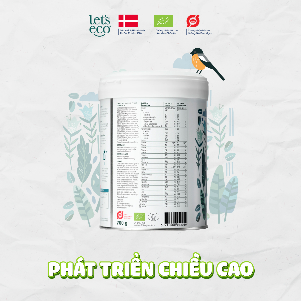 Sữa Bột Organic Let's Eco số 3 Cho Bé từ 10 tháng 700g (100% hữu cơ)