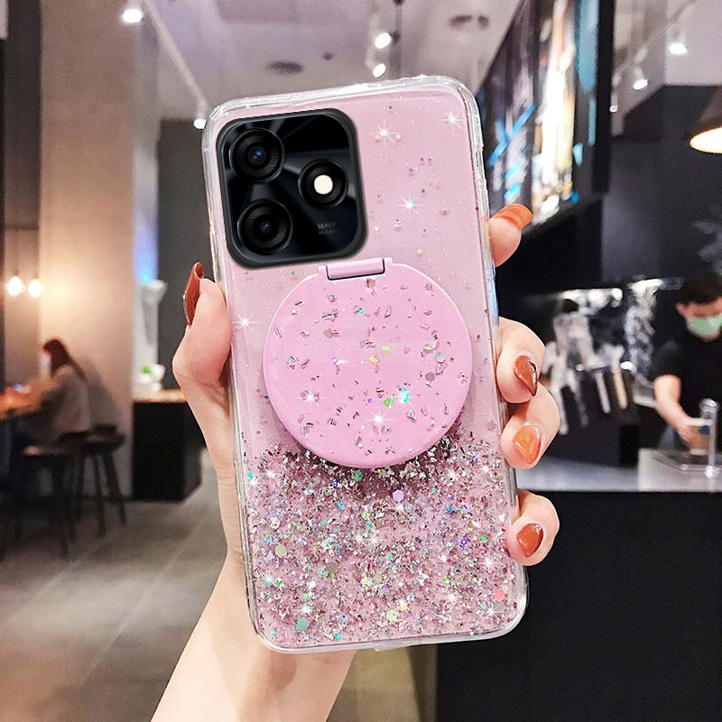New Phone case For Xiaomi Poco M6 Plus 4G Back cover Sparkling Star Moon Soft Silicone Transparent Mirror Anti Drop Cover for Xiaomi Poco M6 Plus case. 