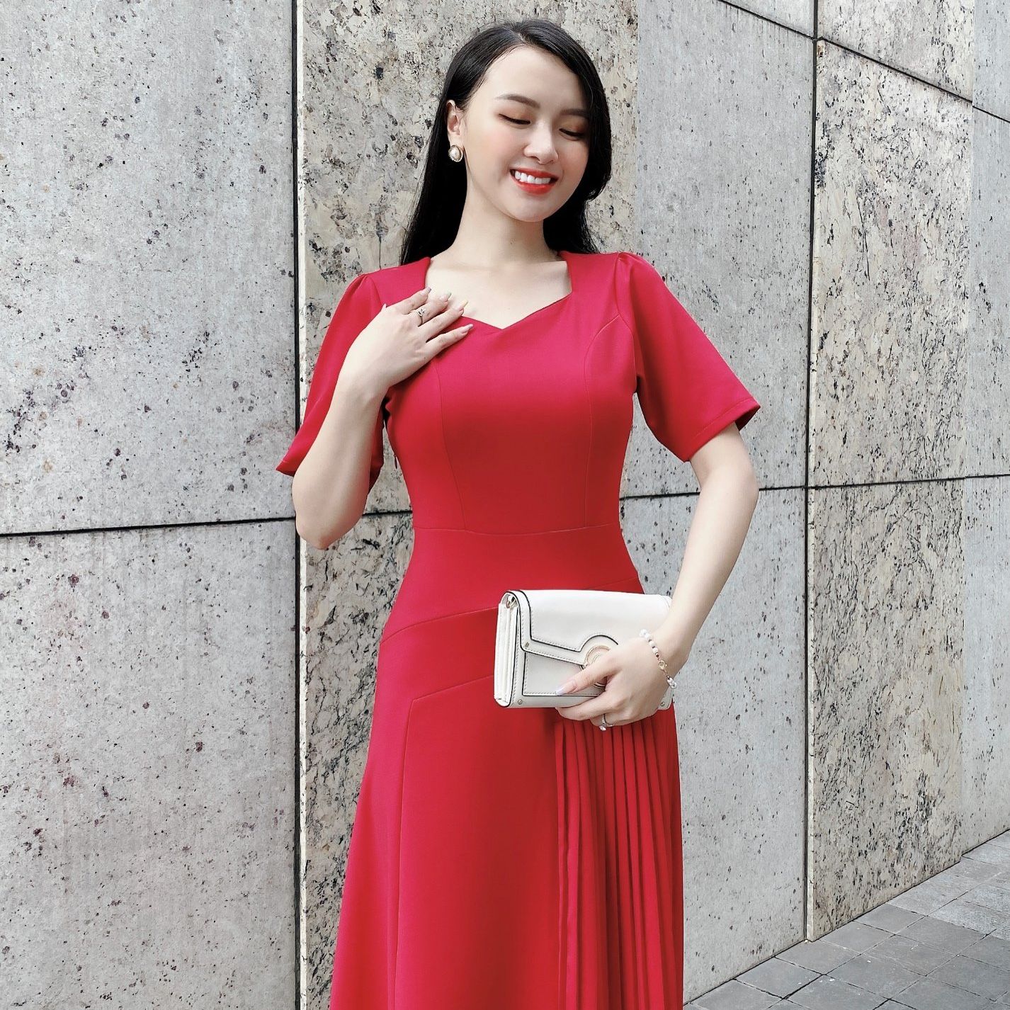 Đầm phối dập ly xinh đẹp