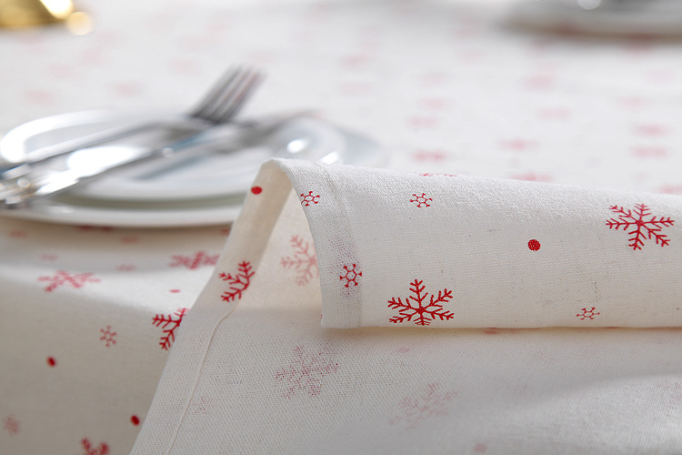 Đơn giản bông tuyết màu Đỏ Khăn trải bàn giáng sinh, trang trí ngày lễ, polyester cotton in Bàn trà Khăn trải bàn, khăn trải bàn ăn 140*300cm kích thước, 4/6/8 ghế Khăn trải bàn, khăn trải bàn cho các bên