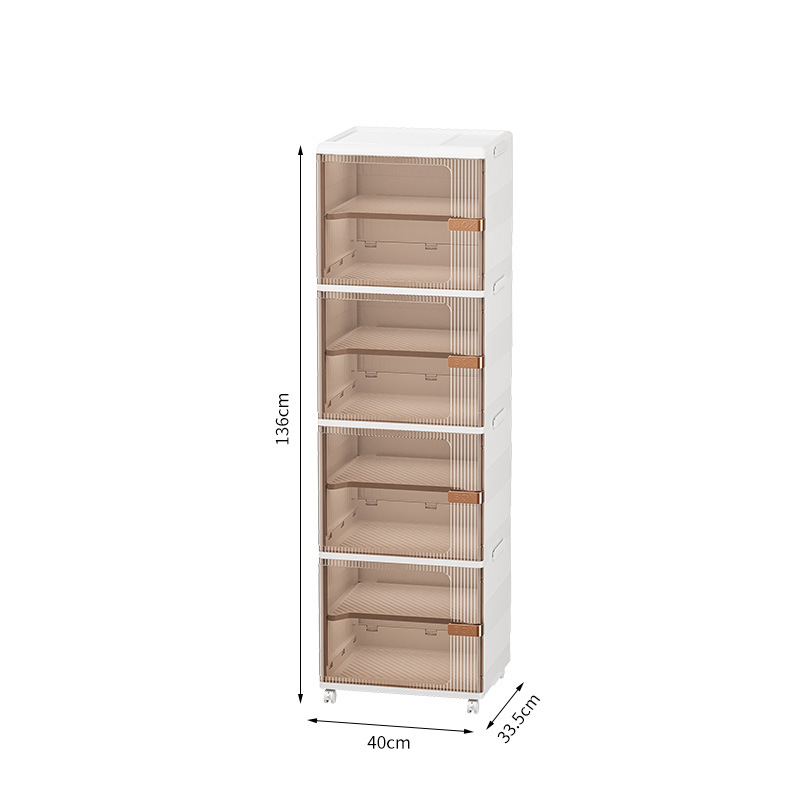 Household folding snack cabinet, living room snack sundries, multi-layer storage cabinet, movable transparent visual snack trolley