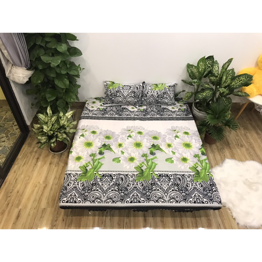 3D flower poly cotton pillow case set (1 Sheet, 1 Bolster Case and 2 pillow cases)