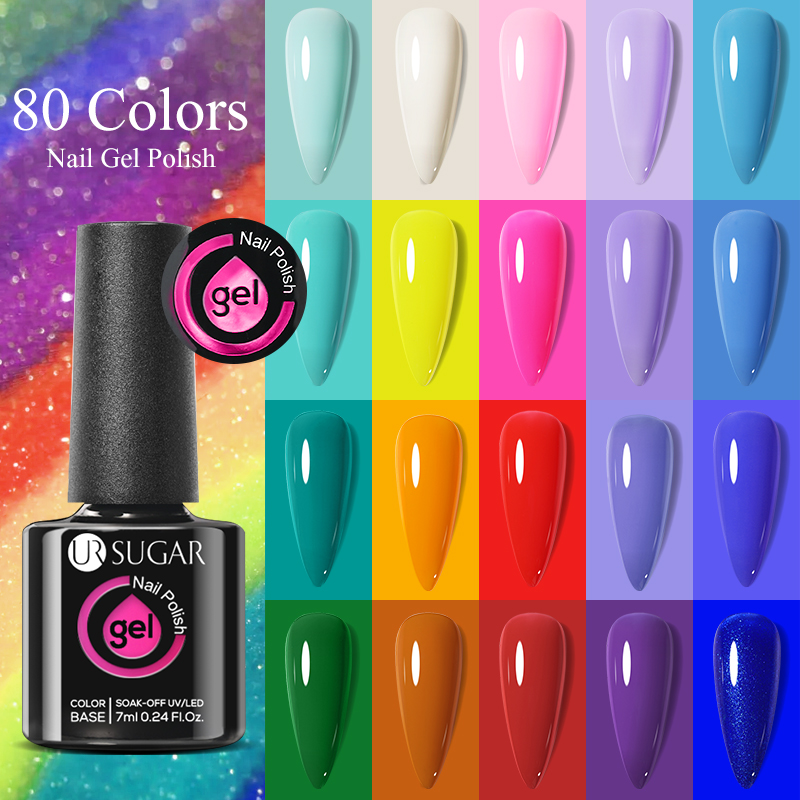 Kuying Fashion UR SUGAR 7ml Black Red Glitter Gel Nail Polish Shinning Sequin Semi-permanent Varnish UV LED Gel Nail Art Manicure. 