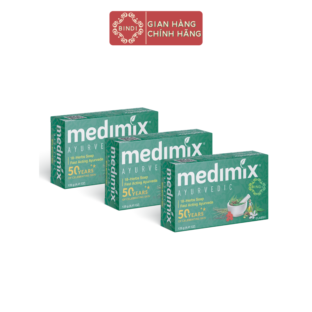 Set 3 Xà Phòng Medimix 18 Loại Thảo dược Ayurveda Bảo Vệ Da Hàng Ngày 125g