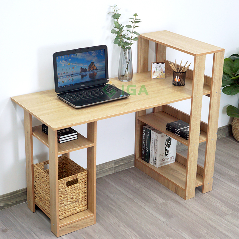 Bàn làm việc 1m nhiều màu kết hợp kệ sách, bàn để máy tính, bàn học thông minh