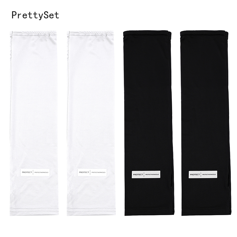 2Pairs Fashion Summer UV Protection Sunshade Arm Sleeves Ice Silk Breathable Gloves Men Women Long Sleeves Gloves