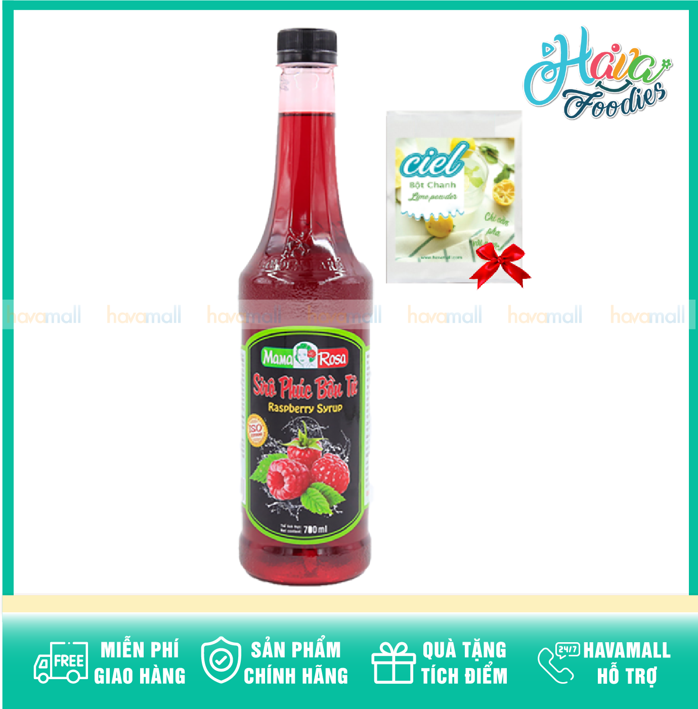[TẶNG BỘT CHANH] Siro Phúc Bồn Tử Mama Rosa 700ml – Raspberry Syrup