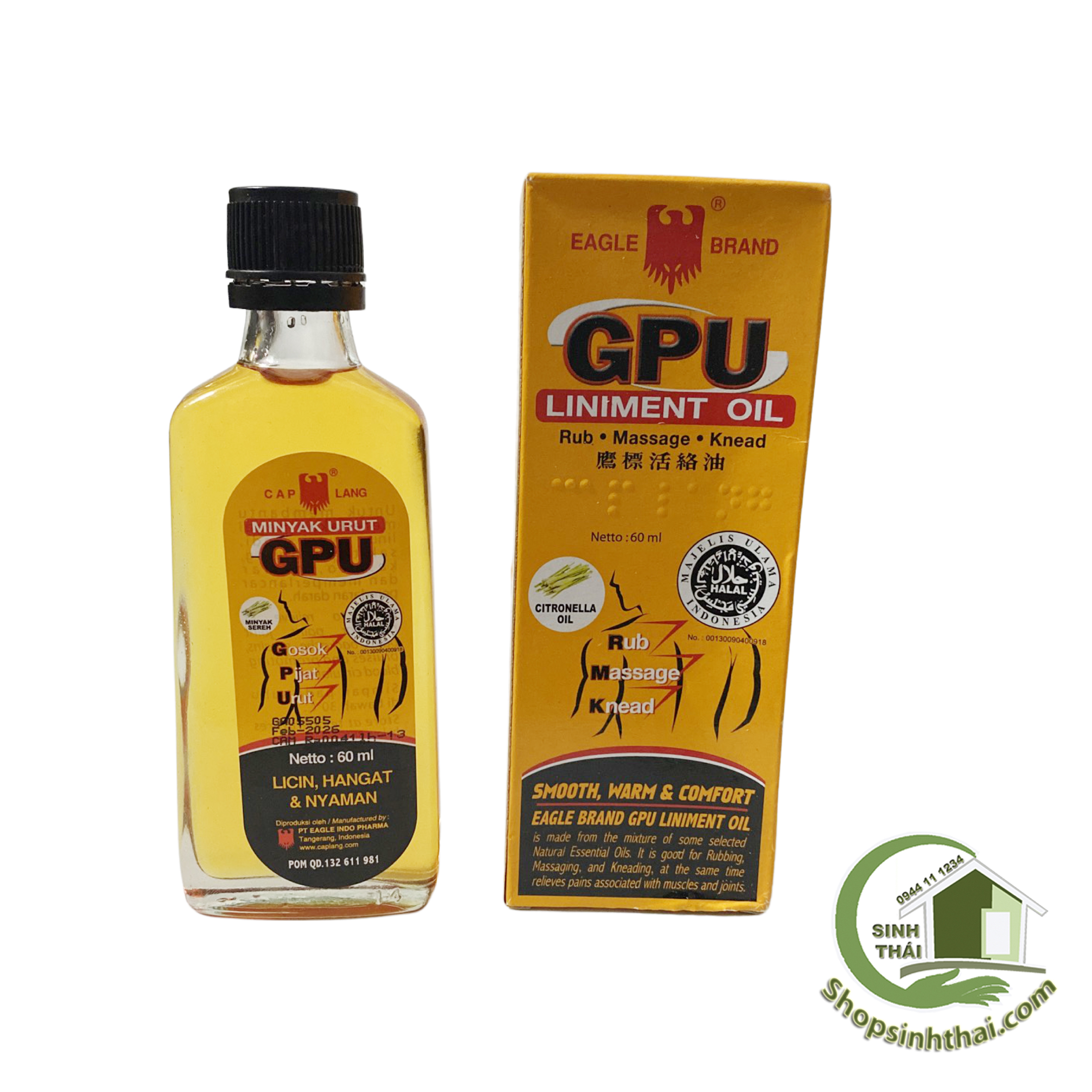 Dầu xoa bóp GPU 60ml - Dầu gừng Indonesia