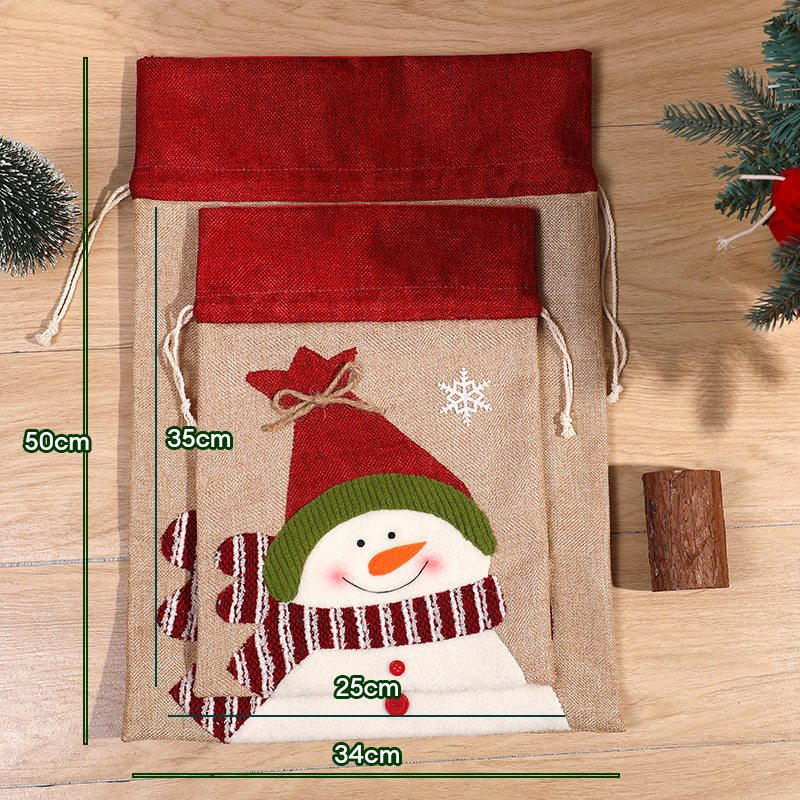 QFDI Santa Drawstring Cloth Bag Elk Candy Wrapping Bag Christmas Pendant Size Gift Bag Drawstring Candy Bag