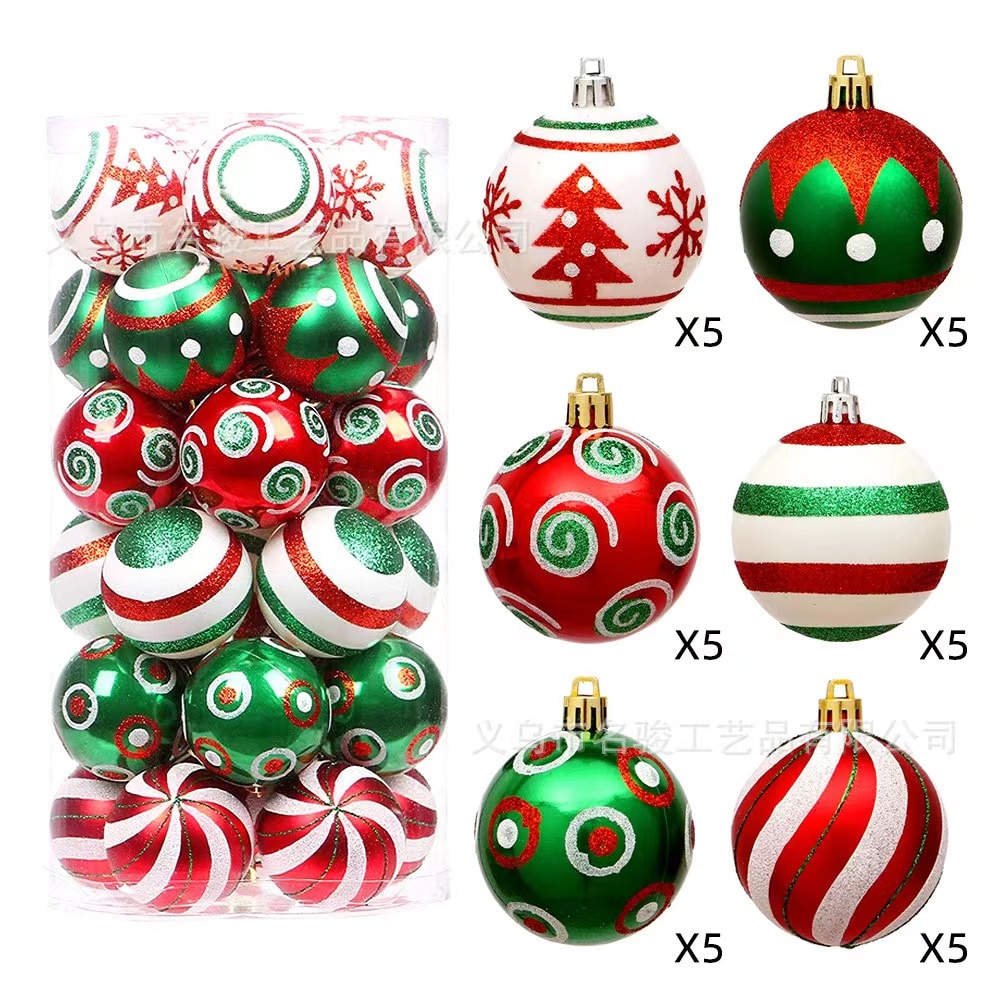 1-24pcs 4-15cm Black Plastic Christmas Ball Hanging Ornaments Xmas
