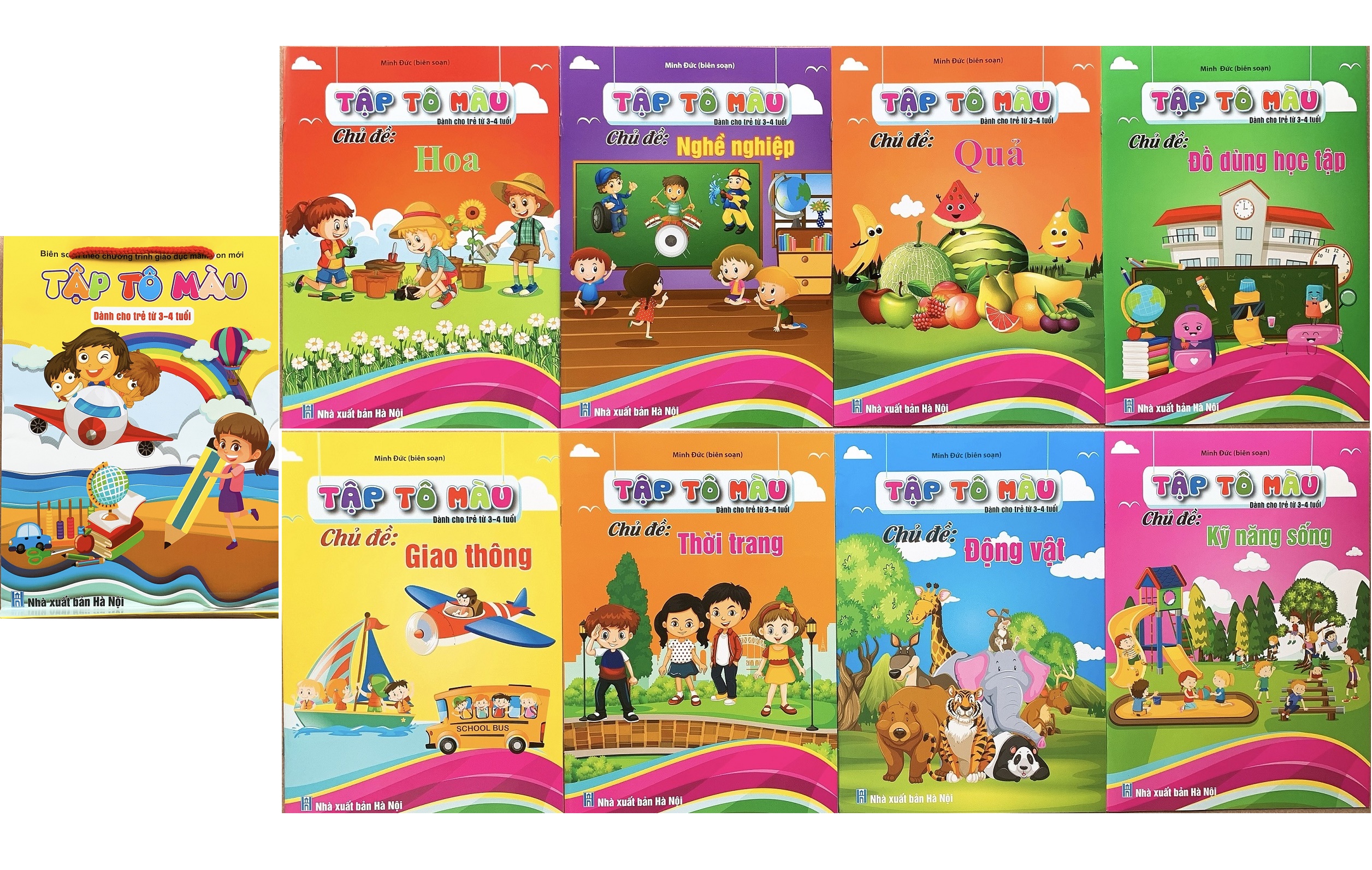 Sách - Tập tô màu dành cho bé 3 - 4 tuổi (túi 8 quyển)
