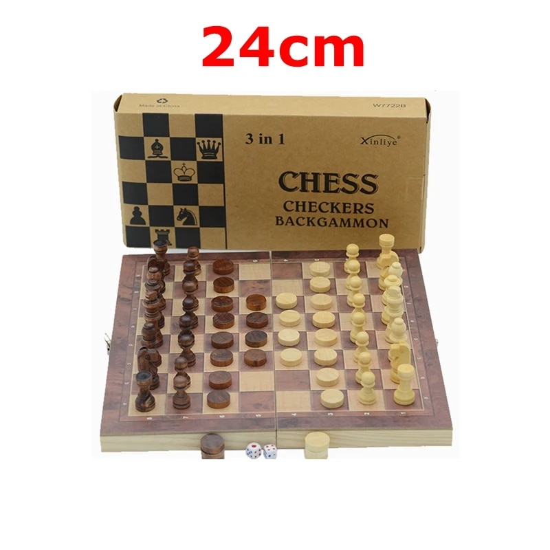 Wooden International Chess Set Board Game Foldable Board Packaging Word Chess