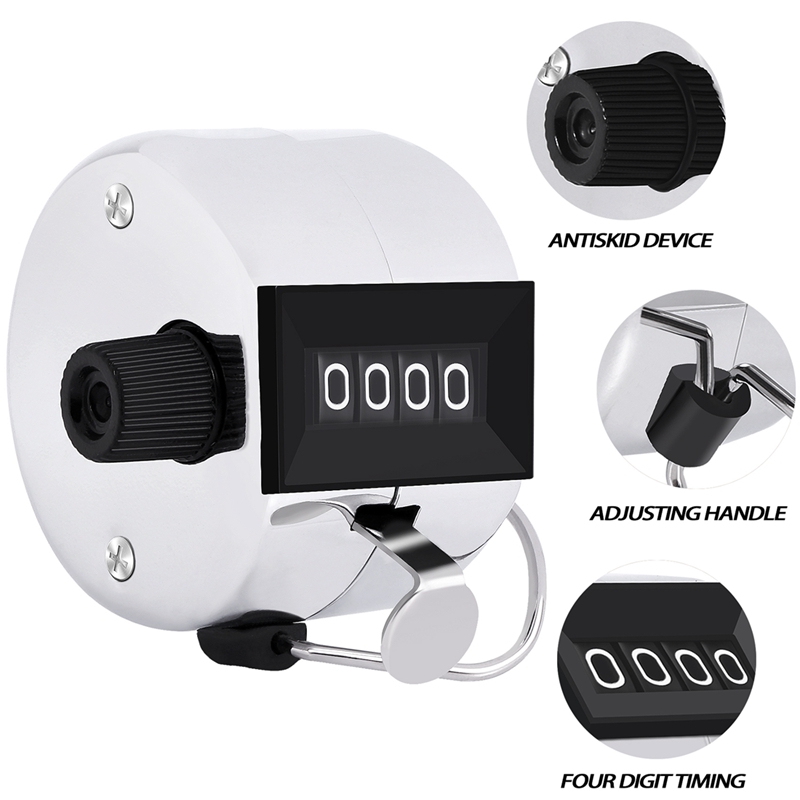 4 Digit Number Clicker Golf Hand Tally Click Counter Silver