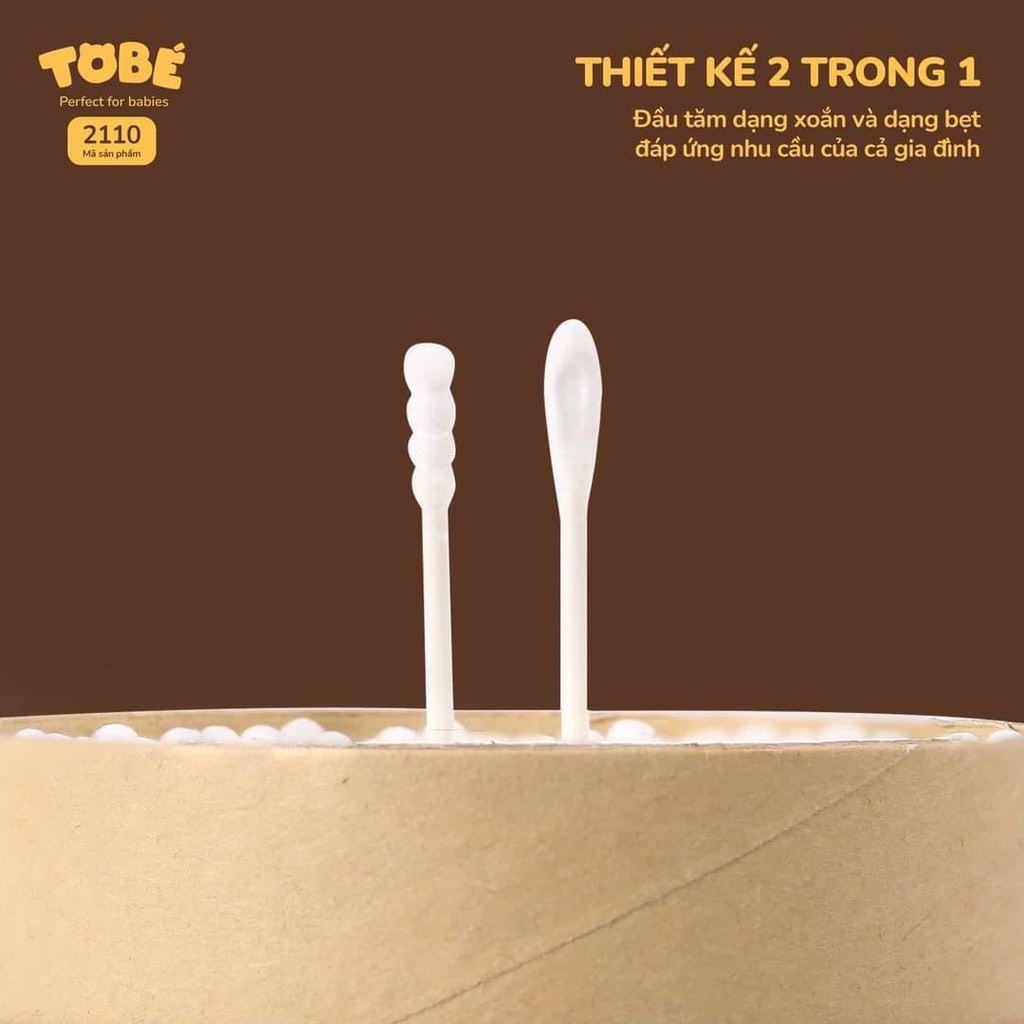 Bông Tăm ToBé Cho Bé Sơ Sinh Hộp 400 Chiếc [CHÍNH hÃNG]