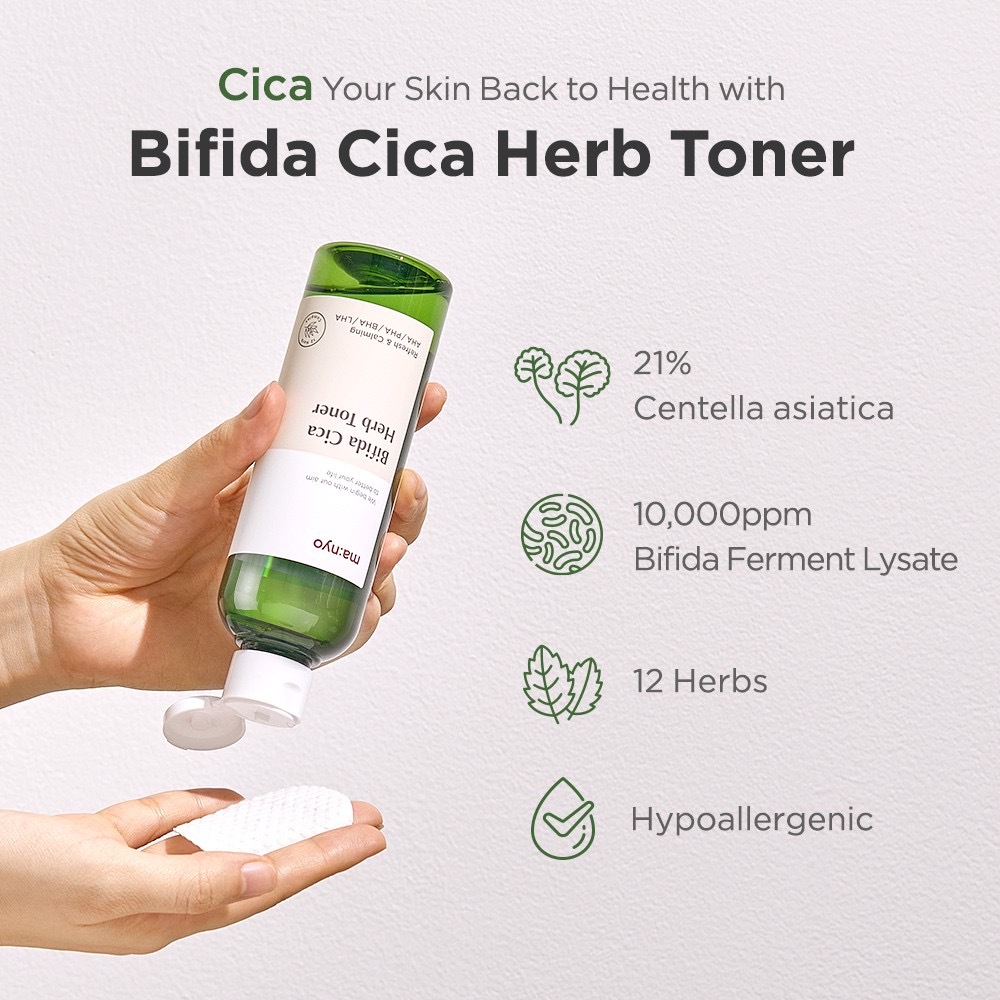 Nước hoa hồng Ma:nyo Bifida Cica Herb Toner 210ml
