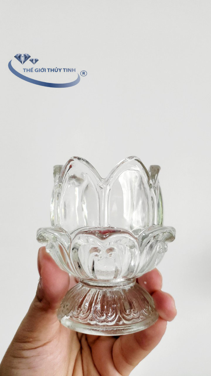 LY THỦY TINH SEN NỞ ĐỰNG NẾN