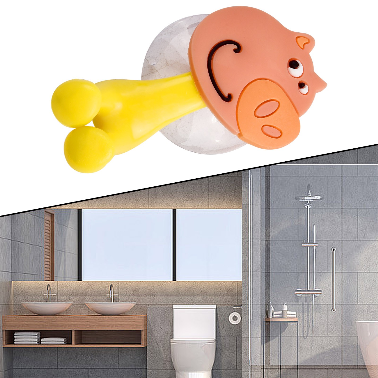 1 Cartoon Animal Toothbrush Holder No Punch Toothpaste Squeezer Toothpaste Toothbrush Holder Plug Hook Toothbrush Holder Children's Birthday Gift 8*5cm Shaver Dispenser Bathroom Storage Rack