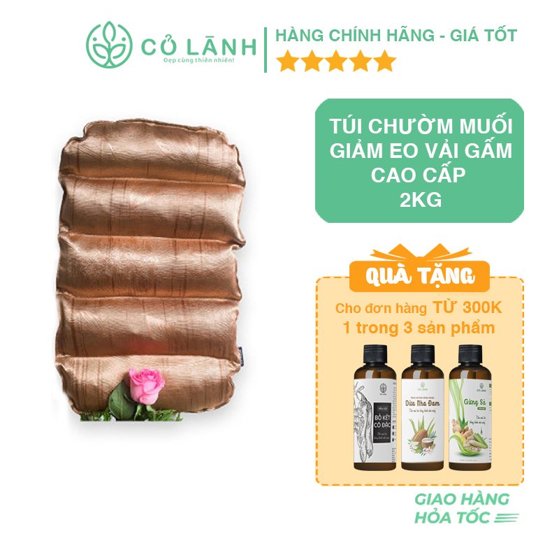 Túi muối thảo dược chườm giảm eo Cỏ Lành - Vải gấm cao cấp dùng được cho lò vi sóng