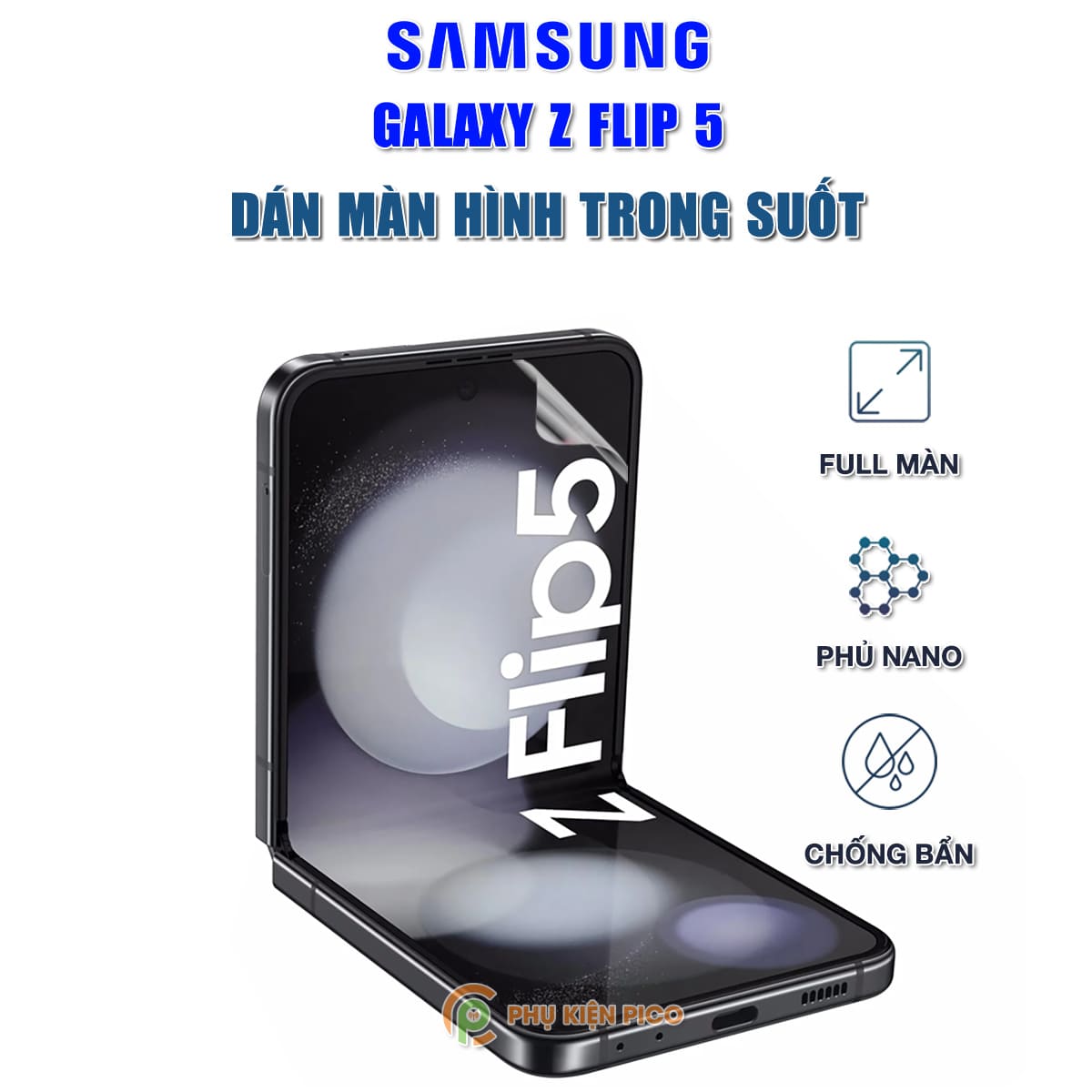 Miếng dán ppf cho samsung galaxy z flip 5 - 5g, dán mặt trước + mặt sau + bản lề cho samsung z flip 5 - phụ kiện pt